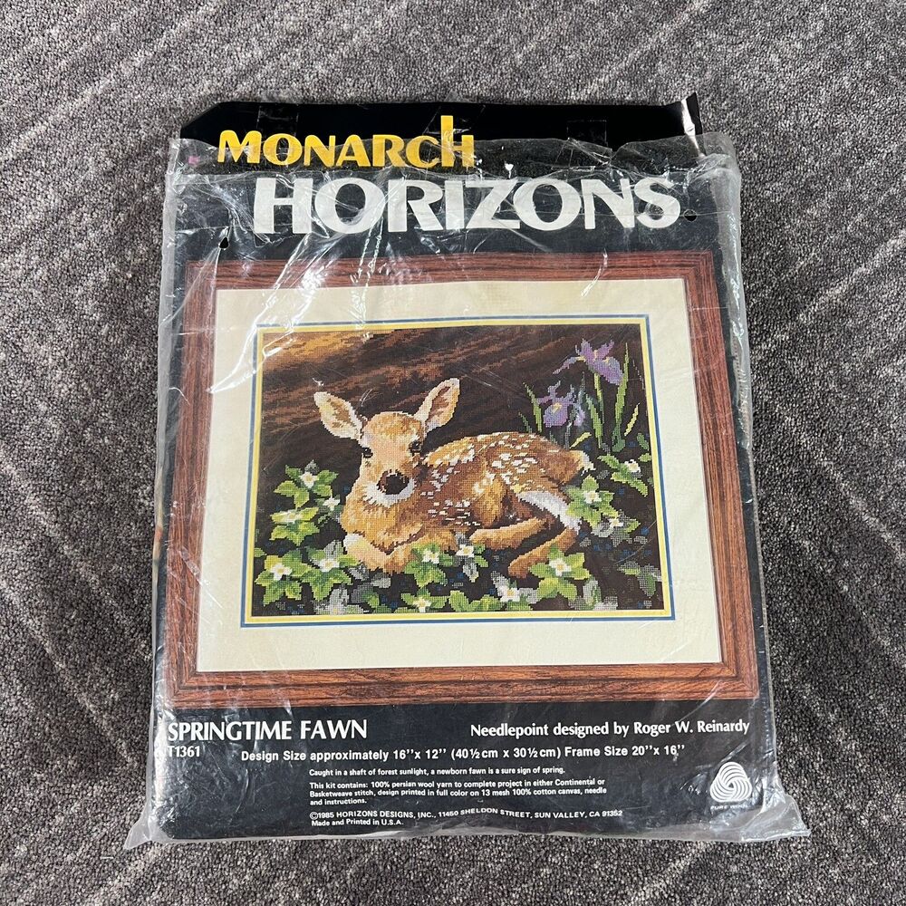 Springtime Fawn Monarch Horizons Needlepoint Kit 1985 T1361 NOB